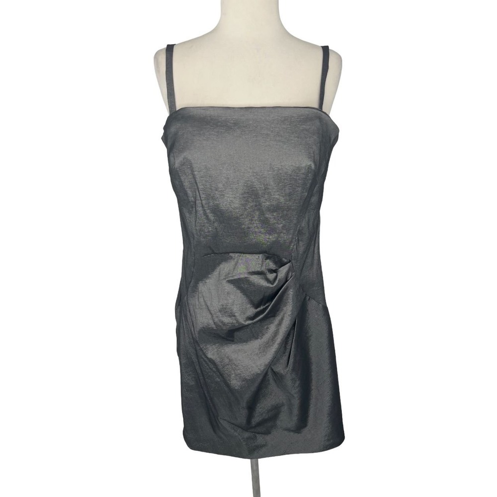 Calvin Klein Sleeveless Party Dress Ruched Cocktail Bodycon Mini Gray